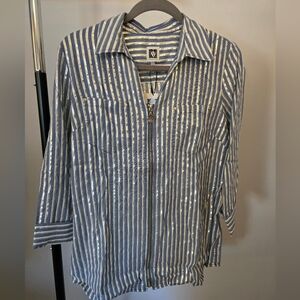 Anne Klein Navy and White Striped Shirt